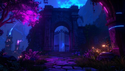 Fototapeta premium Fantasy archway at night