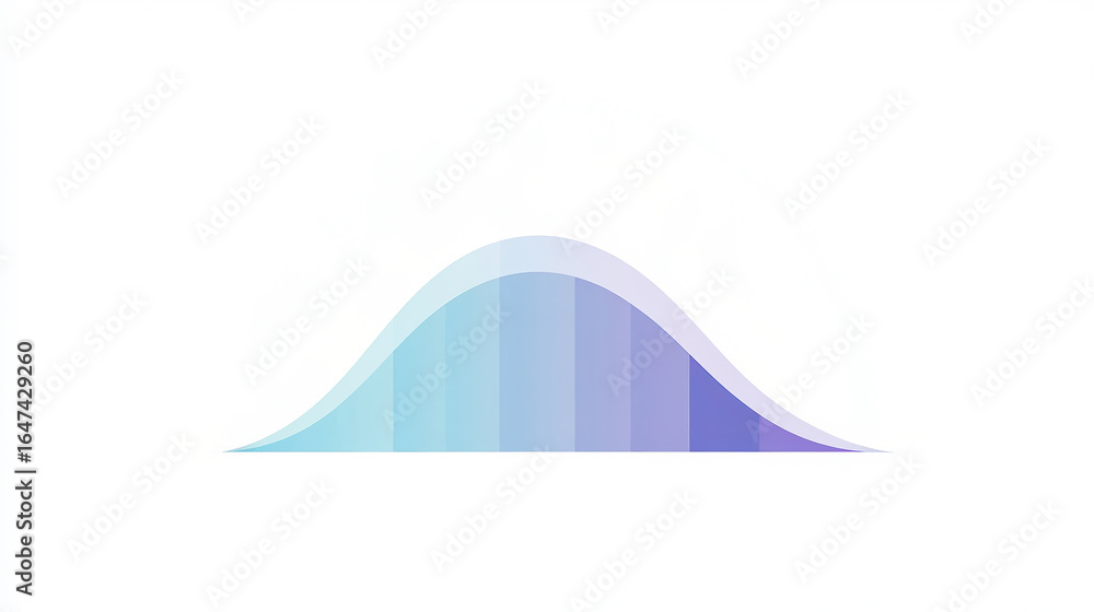 Poster minimalistic bell curve illustration with gentle blue-to-purple gradient segments, representing a no