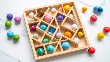 wooden abacus on white background