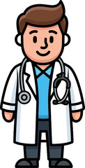 Cartoon Doctor with Stethoscope, Professional Medical Practitioner Illustration