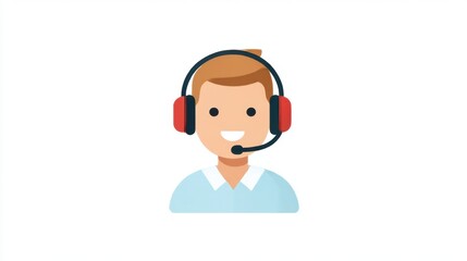 A cheerful headset-wearing character, representing customer support or call center roles, with a friendly demeanor.