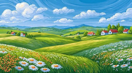 ILLUSTRAZIONE PIATTA DI UNA CAMPAGNA SOLEGGIATA