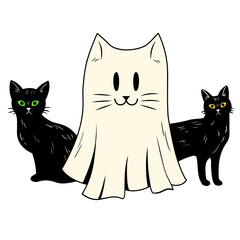 Halloween Spooky Cat With Black Cats