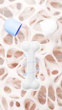 Human bones and porous skeletal framework background, 3d rendering.