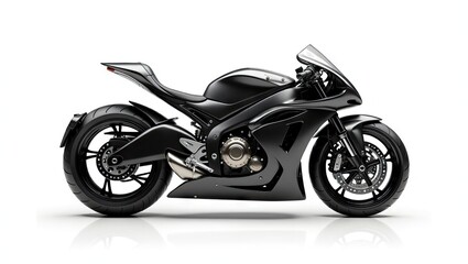 Obraz premium Sleek black motorcycle side view.