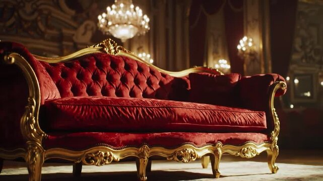 red sofa in a living room