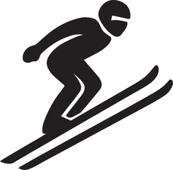 Dynamic Descent: Capturing the essence of winter sport, a bold silhouette of a skier carves down a snow-covered slope, embodying speed and precision.