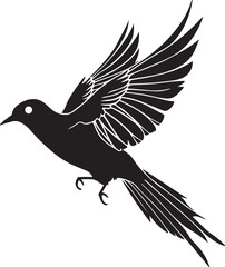Elegant Flying Swallow Bird Vector Silhouette Isolated on White