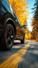 Autumn drive in a SUV