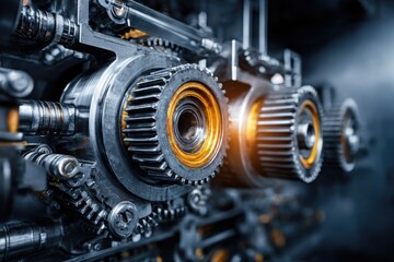 Close-up intricate machine gears