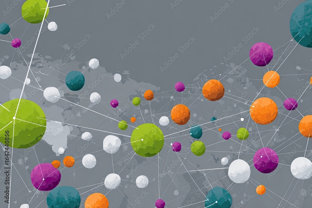 Poster abstract network graphic on a world map background