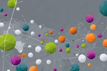 Abstract network graphic on a world map background