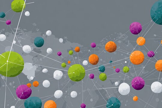 Abstract network graphic on a world map background