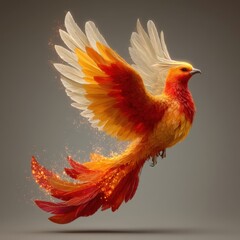 Obraz premium Majestic Fiery Bird with Vibrant Wings and Sparkling Feathers