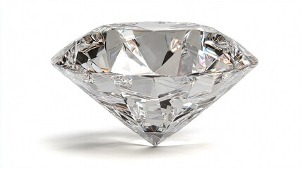 Shiny Diamond Isolated with Shadow on White Background