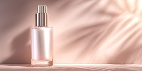FLACONE COSMETICO CON SPRUZZATORE, LUCE SOFFUSA, SFONDO ROSA