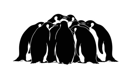 Obraz premium huddle of emperor penguins a striking silhouette for conservation teamwork and antarctic designs