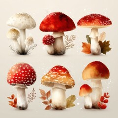 Colorful and Artistic Collection of Different Mushroom Varieties