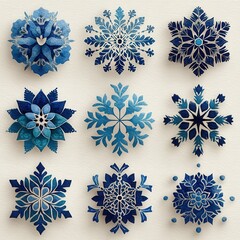 Decorative Blue Snowflakes for Winter Crafts and Seasonal Decor