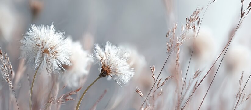 Delicate white seed heads amongst light brown grasses