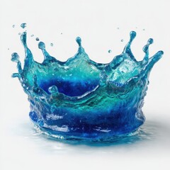 Blue Water Splash with Dramatic Droplets and Clear Texture