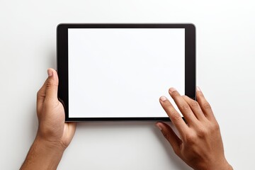 Tablet held by hands, blank screen (1)