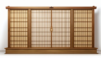 shoji screen isolated on white background for interior design and architectural renderings