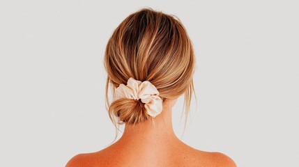 Naklejka premium CHIGNON BASSO CON ELASTICO, CAPELLI CASTANO CHIARO, VISTA POSTERIORE