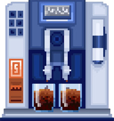 coffee machine with pixel art style series