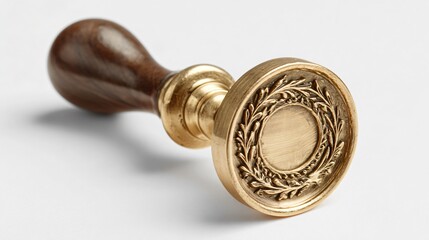 Luxurious Gold Wax Seal Stamp Isolated on White Background for Elegance and Prestige
