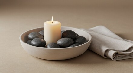 Zen Stone & Candle Still Life