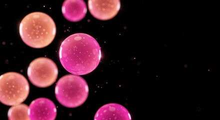 Microscopic view of cells and molecules, representing scientific research, medical diagnosis, and advancements in biotechnology and pharmaceutical development