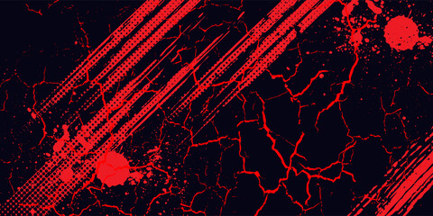 Red Grunge Brush Strokes on Dark Blue Background