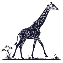 Naklejka premium Vector Illustration Of Back and white Giraffe Silhouette – Isolated on White Background