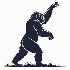 Fototapeta premium Vector Illustration Of Back and white Gorilla Silhouette – Isolated on White Background
