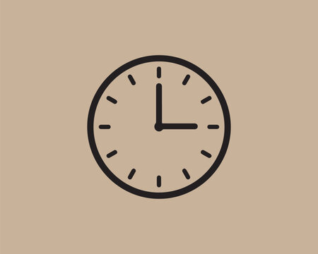 Simple oval clock face with hour and minute hands showing three o clock
