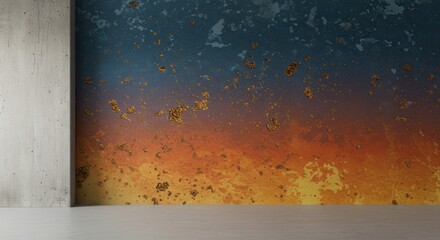 A textured wall with an abstract design and a grunge effect, creating a vintage and rustic backdrop for product display or interior design mockups