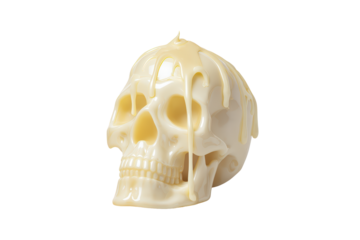 A melting skull candle isolated on transparent background