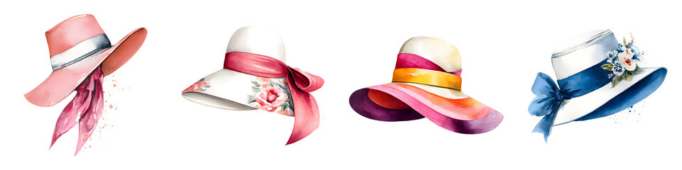Watercolor Fashion Hats Set Elegant