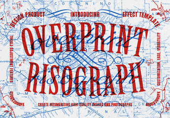 Risograph Vintage Overprint Effect Mockup