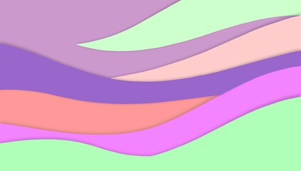 Abstract colorful paper cut background with wavy shapes and soft pastel colors