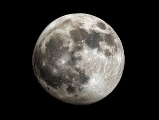 Full Moon Isolated on Black Background – High Detail