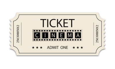 Cinema ticket isolated on white background.	
