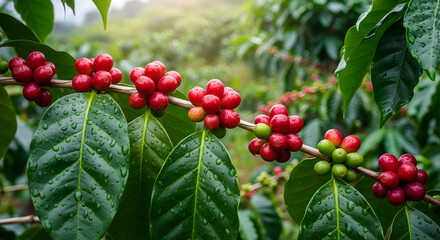 Obraz premium The Beauty of Coffee Cherries in Bloom