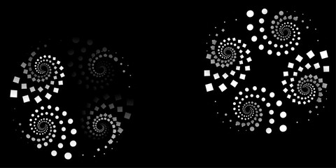 Abstract floral swirl vector illustration with circles and gear ornament pattern design