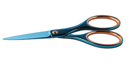 Teal scissors with bronze rings, horizontal on black background
