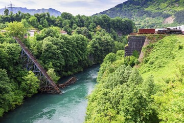 Replica of a railway bridge destroyed during the Neretva battle in 1943, Jablanica, Bosnia and Herzegovina