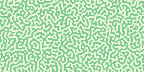 Fototapeta premium An abstract seamless pattern of green and white stripes with leaves for a vintage floral wallpaper design. Collection of turing abstract seamless pattern. multicolor pattern reaction biology diffusion