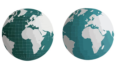 Colorful Globe World Map Collection 3D and Flat Earth Spheres for Design & Education