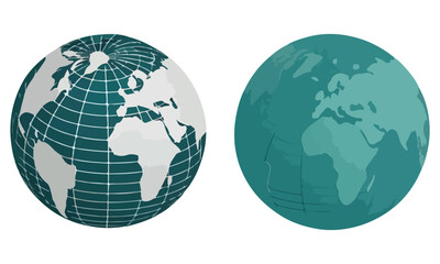 Colorful Globe World Map Collection 3D and Flat Earth Spheres for Design & Education